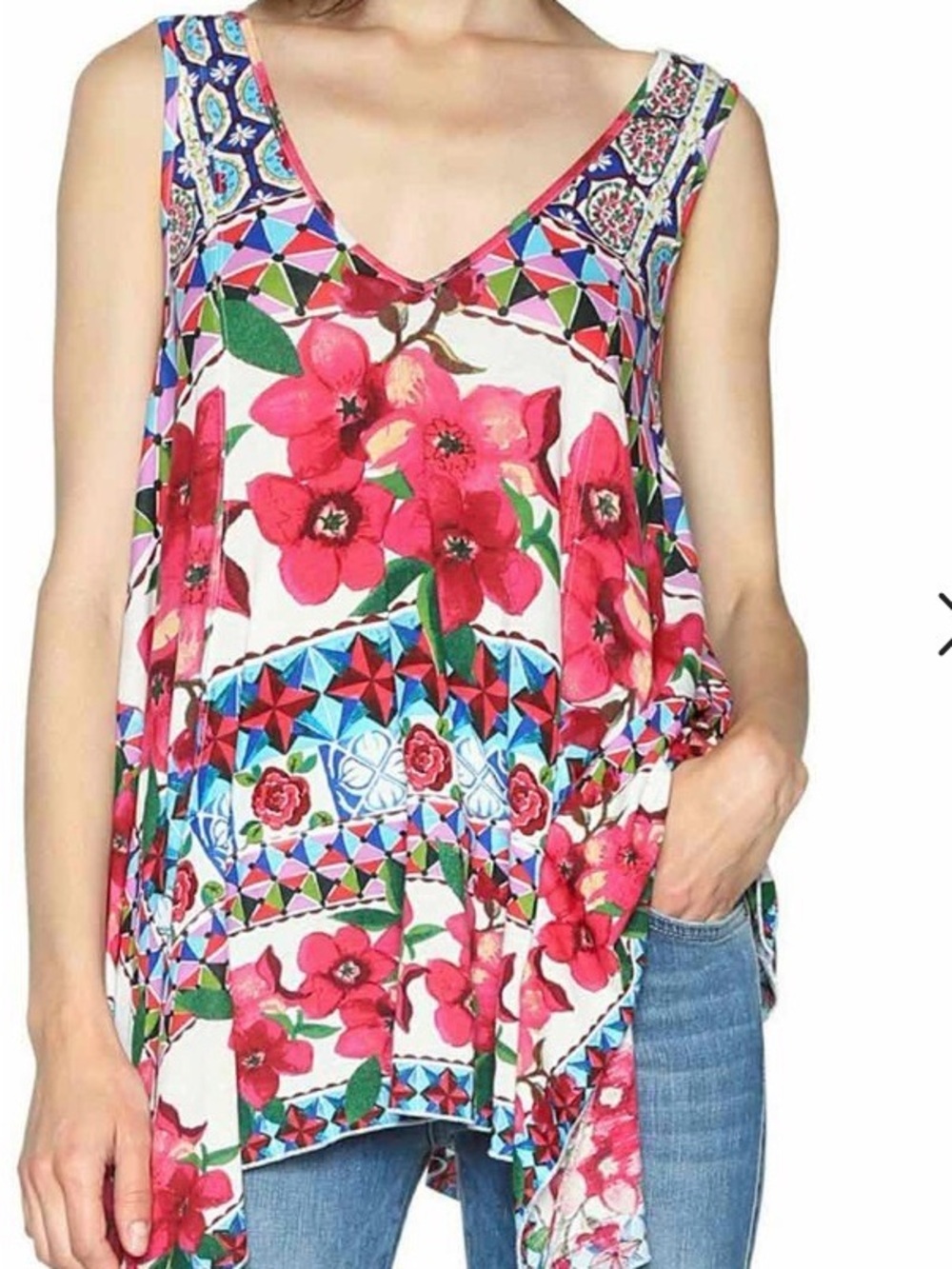 Desigual Multicolor Cecil Floral V-Neck Sleeveless Tank